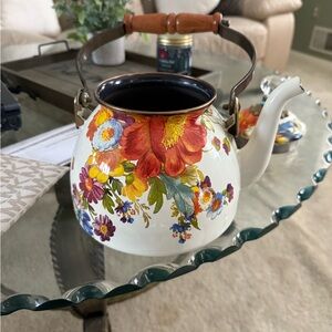 MacKenzie-Childs Floral Teapot with Wooden Handle